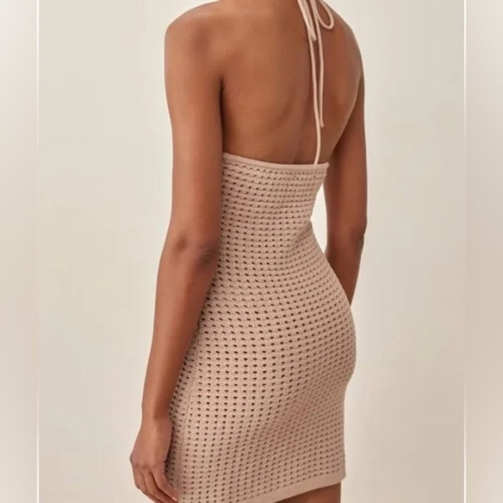 Reformation Martel Sand Open Halter Knit Mini Dress XS - Picture 5 of 5